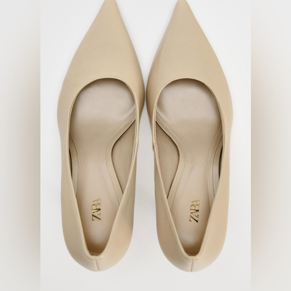 BRAND NEW ZARA LEATHER HEELS 38 with tag on (no box )! - Picture 3 of 12